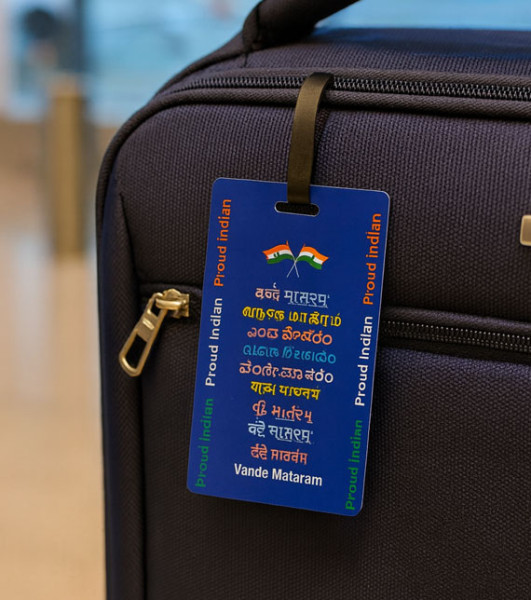 Baggage Tag | Vande Mataram  - Bilingual Luggage Tag | Tag of the Wanderer | Pack of 3 | BT010