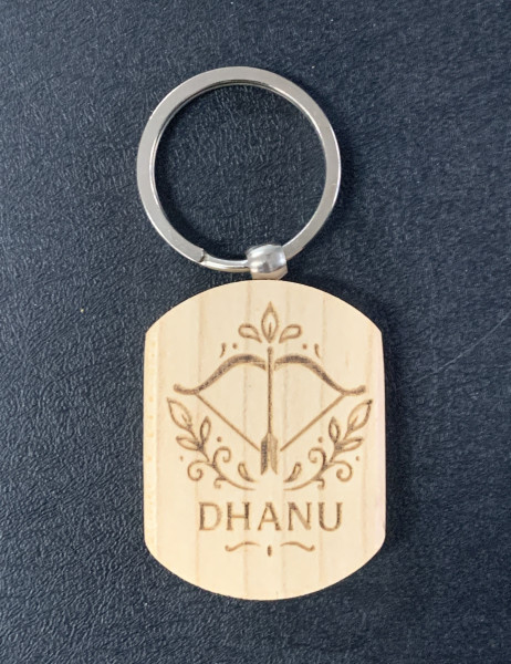 Wooden Key Chain - Dhanu - Engraved
