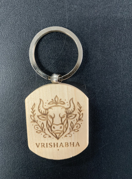 Wooden Key Chain - Vrishabha - Engraved