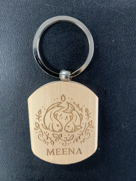 Wooden Key Chain - Meena - Engraved