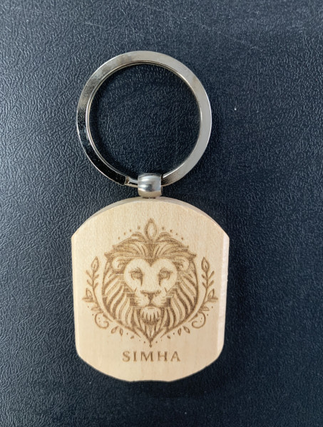 Wooden Key Chain - Simha - Engraved