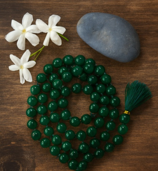 Emeralad | Maragath | Green Gemstone Mala - 108 + 1 Beads - 6 MM