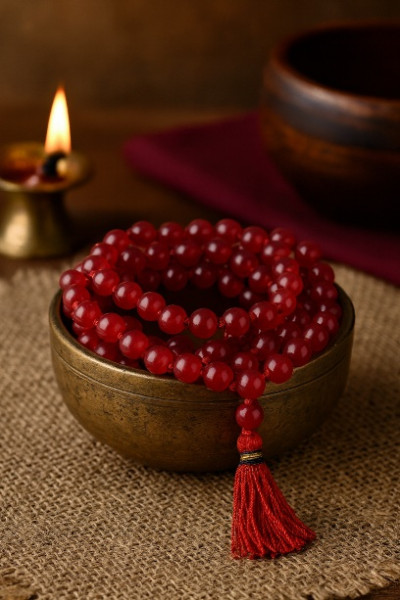 Ruby (Manik) Mala - 108 + 1 Beads - 8 MM