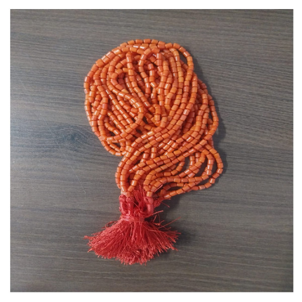 Red Coral Cylindrical Bead Mala - AI021