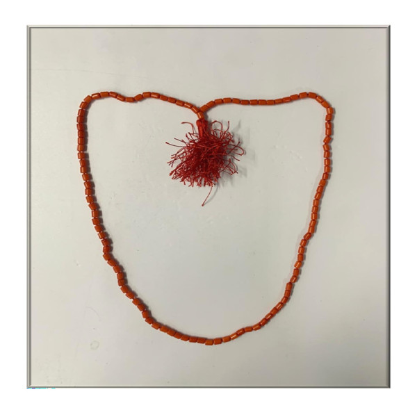 Red Coral Cylindrical Bead Mala - AI021