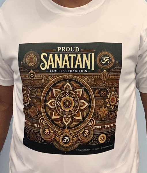 T. Shirt | Proud Sanatani | Sublimation Printing | White | TS001XXL