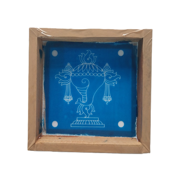 Stencil Rangoli | Shank | Wooden Frame | 5" x 5" | SR019