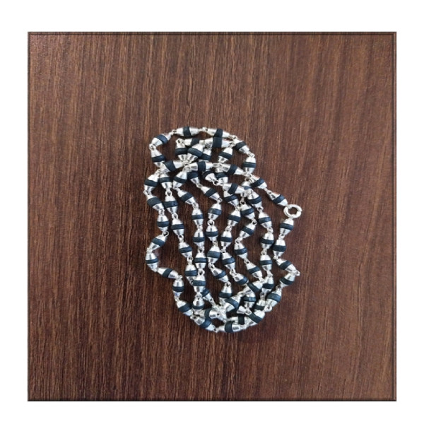 Silver Black Tulsi Mala - Cupped - SI003