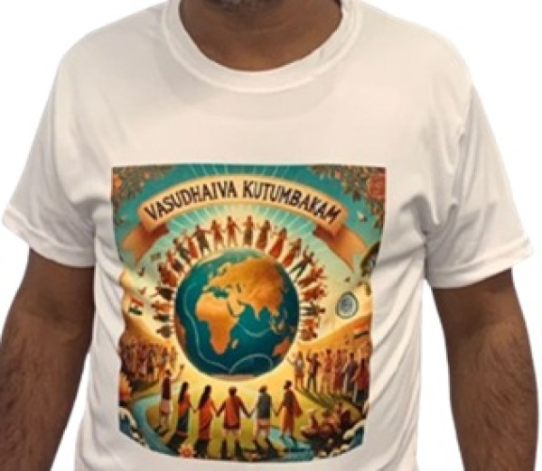 T. Shirt | Vasudhaiva Kutumbakam | Sublimation Printing | White